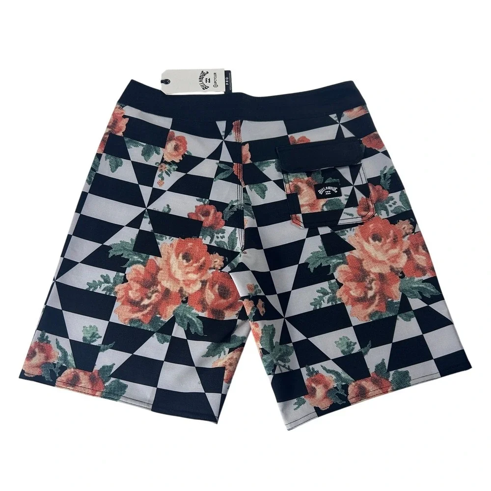 Billabong‎ Sundays Pro Upcycler Board Shorts Mens 28 Floral Checkerboard NWT